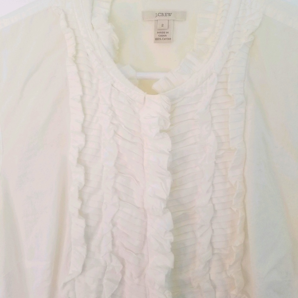 Jcrew White Button Down With Ruffles - image 1